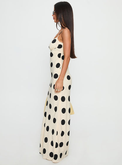 Avienna Maxi Dress Cream / Polka Dot
