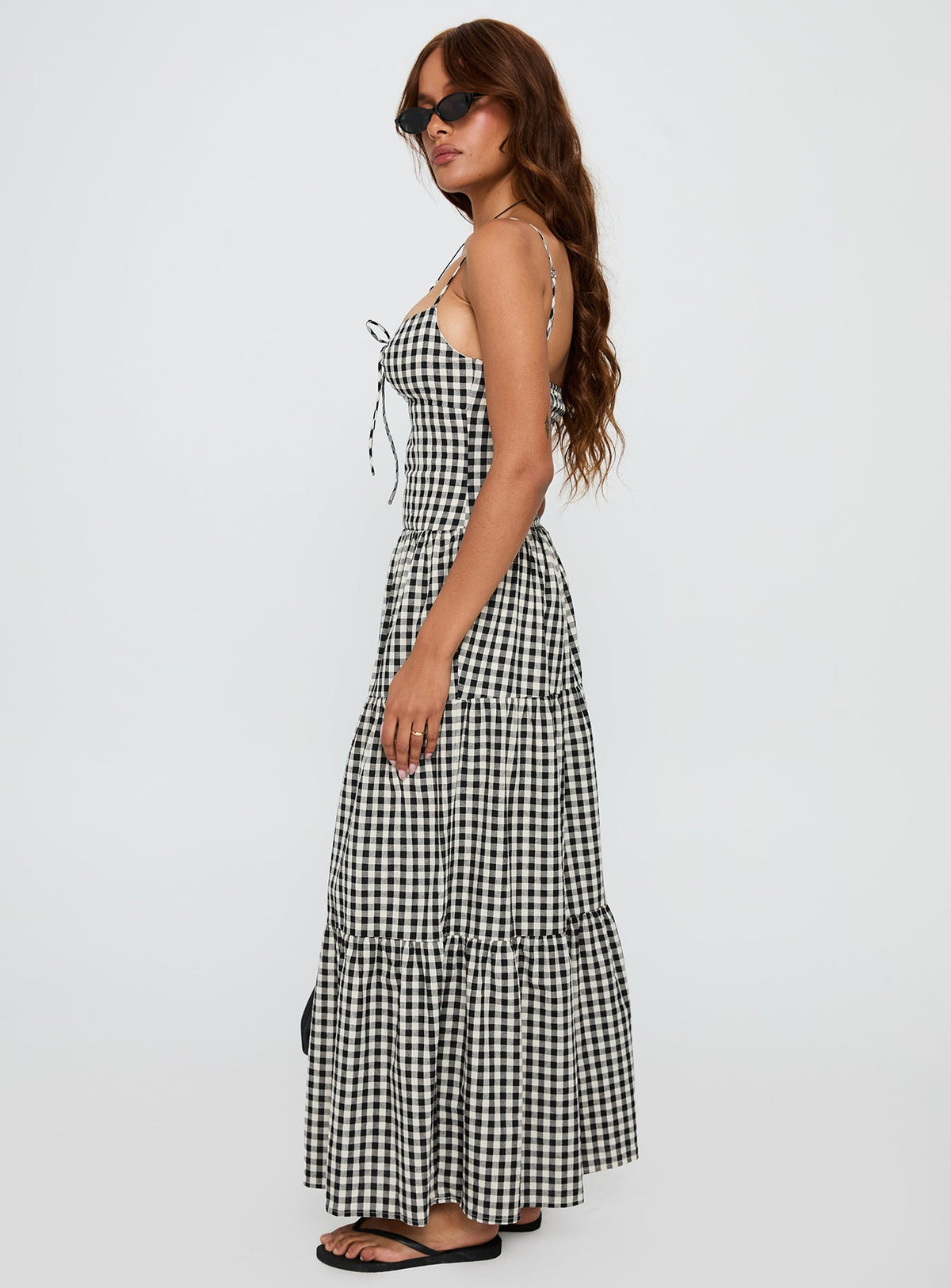 Avaleine Tiered Maxi Dress Black / White Check