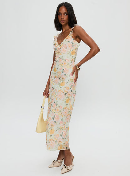 On A Wave Frill Detail Maxi Dress Multi