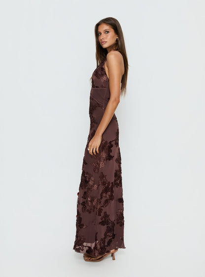 Rousseau Halter Maxi Dress Espresso