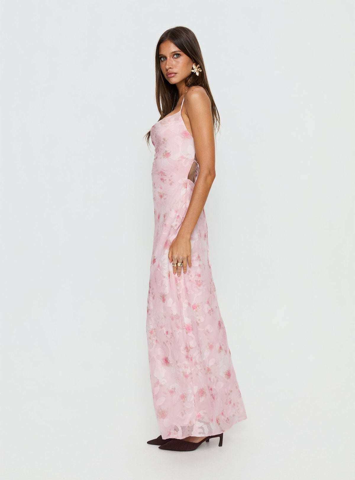 Celena Maxi Dress Pink Floral Burnout