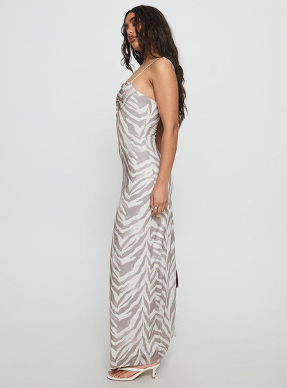 Kierra Mesh Maxi Dress Zebra