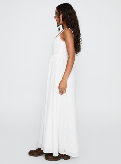 Cartmel Broderie Maxi Dress White