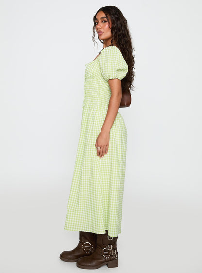 More Than Butterflies Maxi Dress Green Check