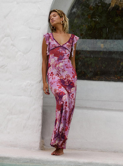 Soleila Maxi Dress Purple Multi Petite
