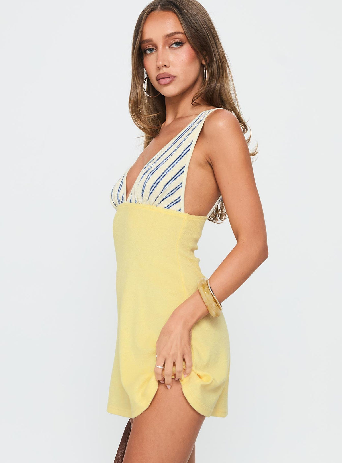 Aydenn Contrast Plunge Mini Dress Multi