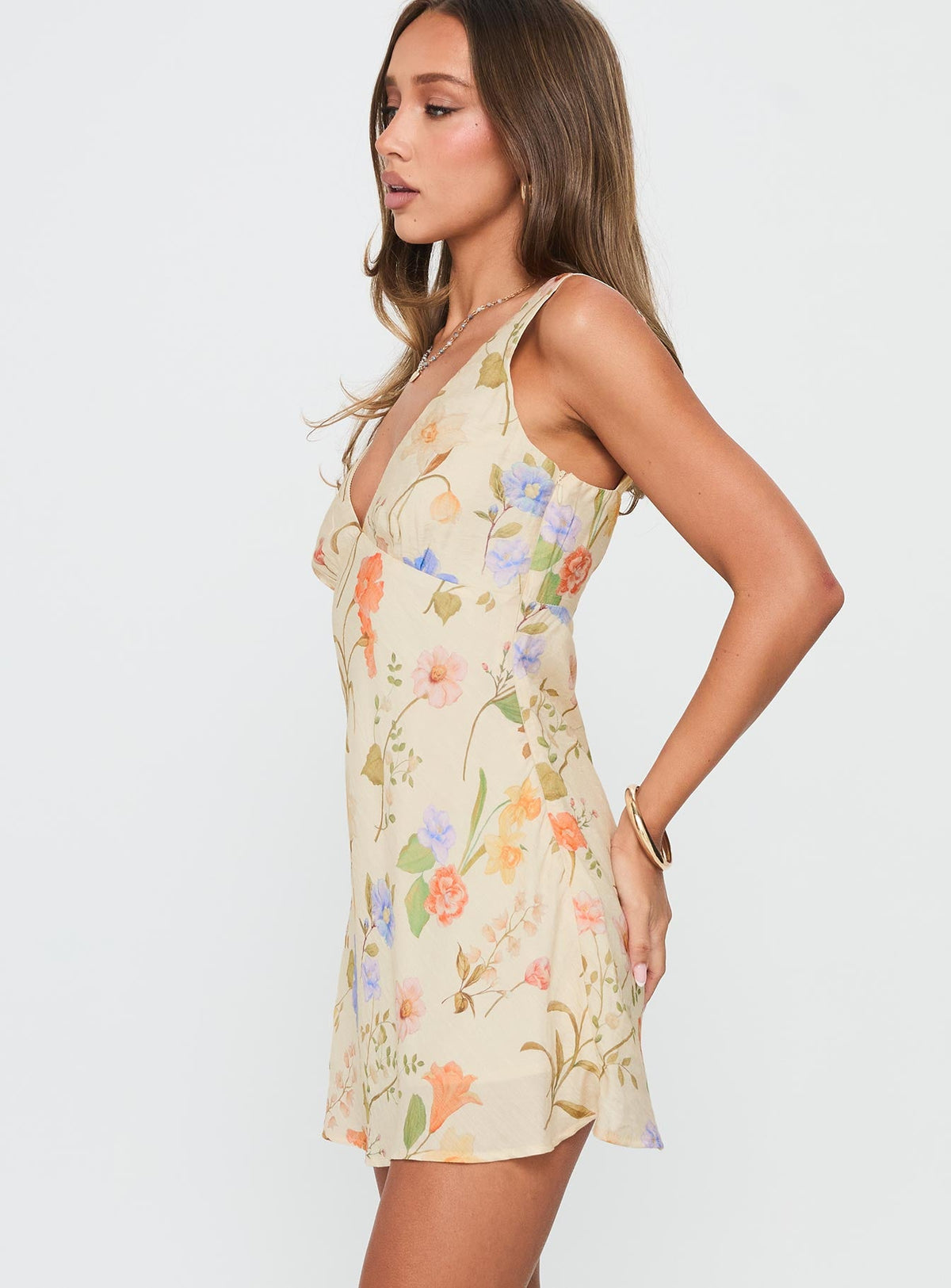 Pennie Bias Mini Dress Cream / Floral