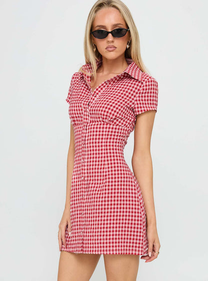 Motley Mini Dress Red Check