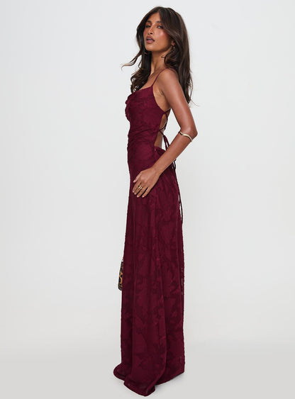 Celena Maxi Dress Burgundy Burnout