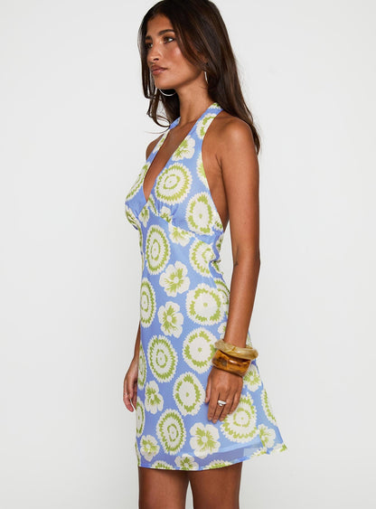 Neelia Mini Dress Blue / Yellow