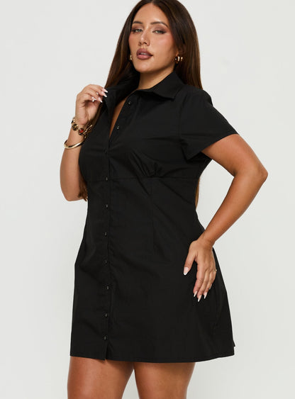 Motley Mini Dress Black Curve