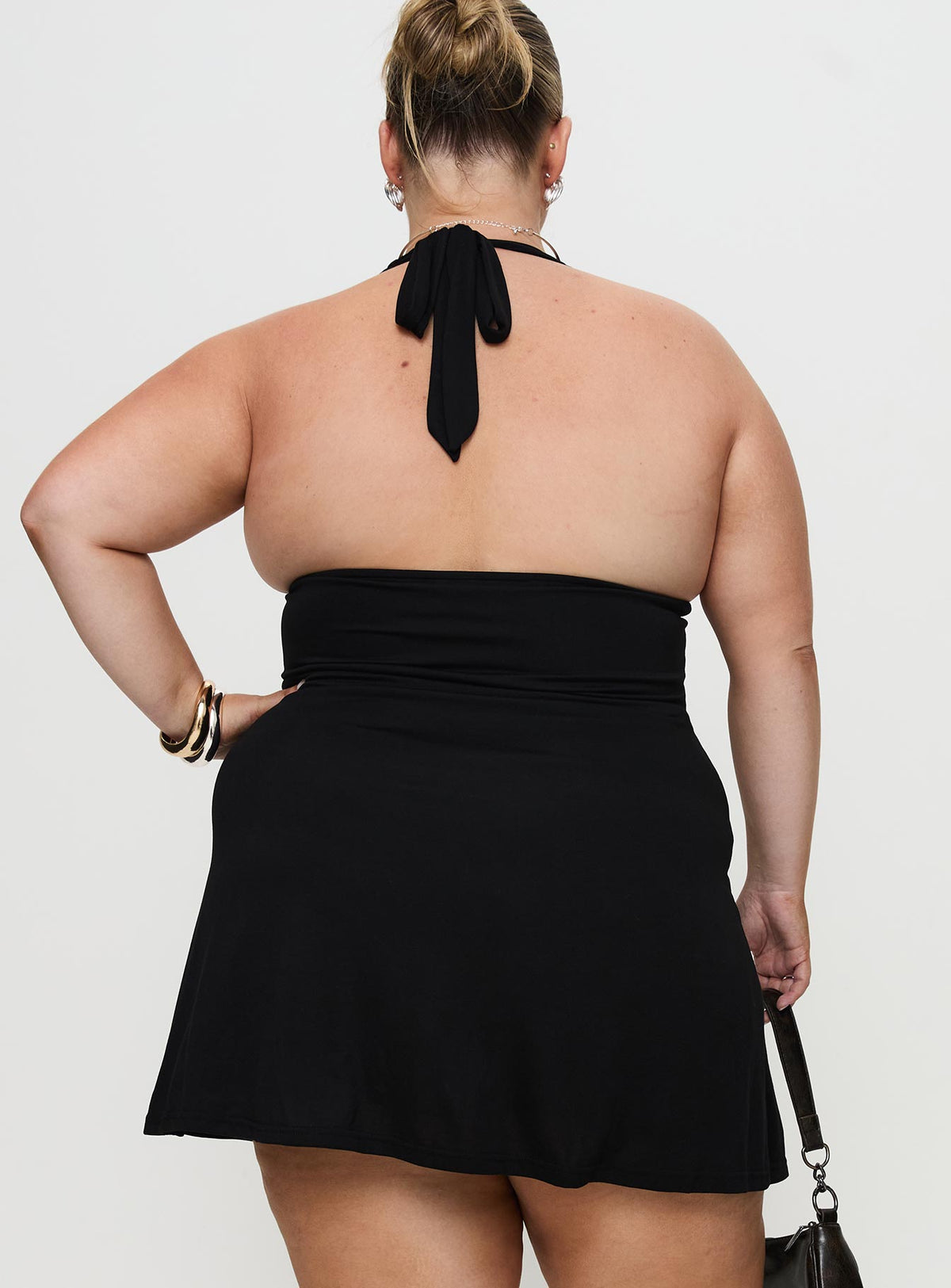 Tinisie Halter Mini Dress Black Curve