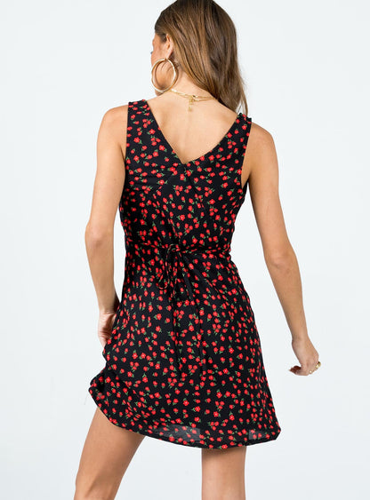 Nellie Mini Dress Black / Red Floral