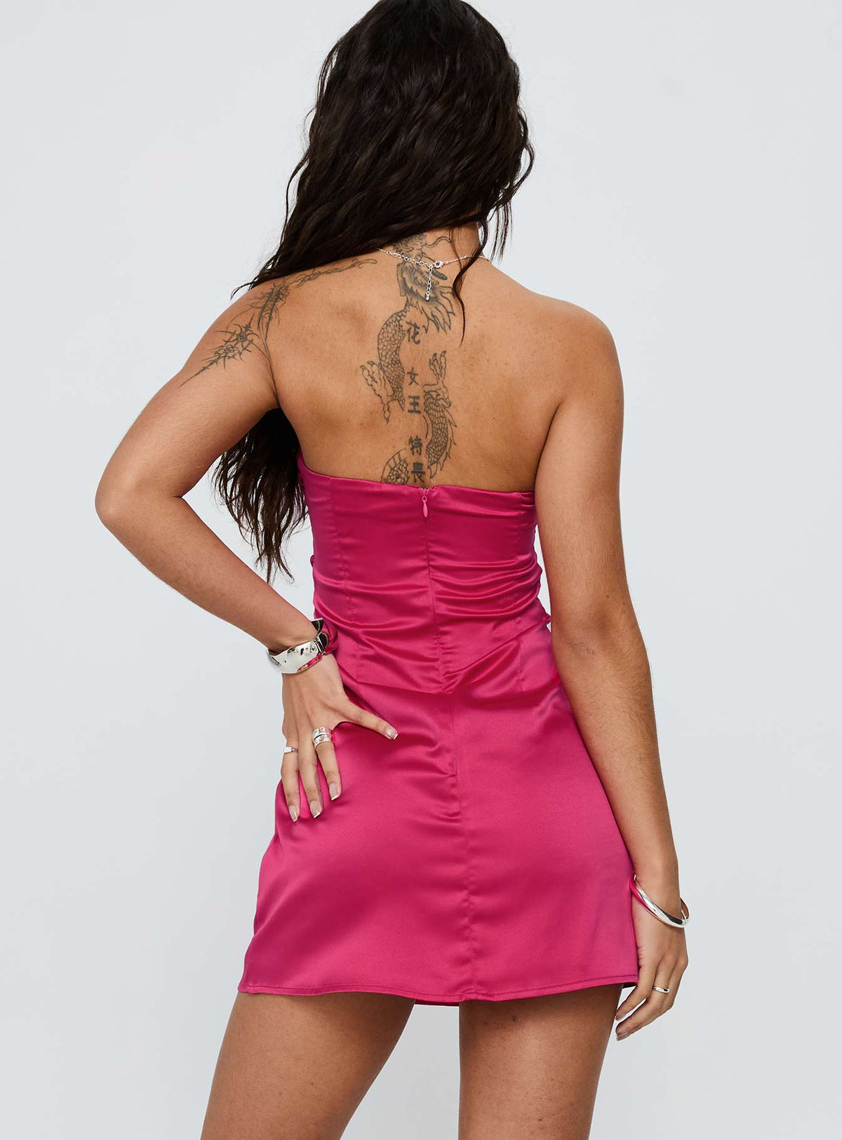 Leija Strapless Twist Mini Dress Hot Pink