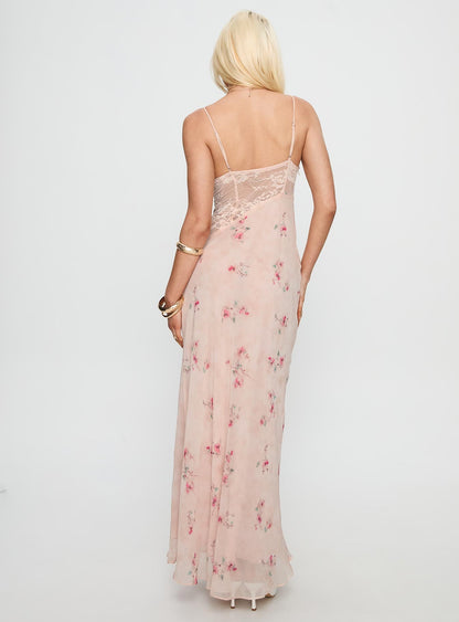 Rheina Lace Maxi Dress Pink Floral