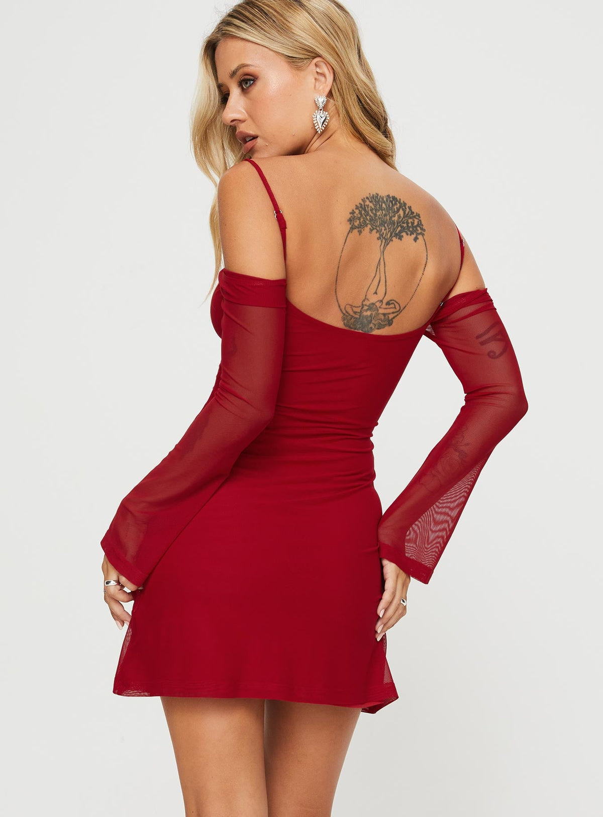 Edmone Long Sleeve Mini Dress Red