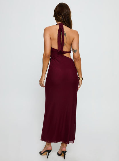 Novalee Keyhole Maxi Dress Burgundy