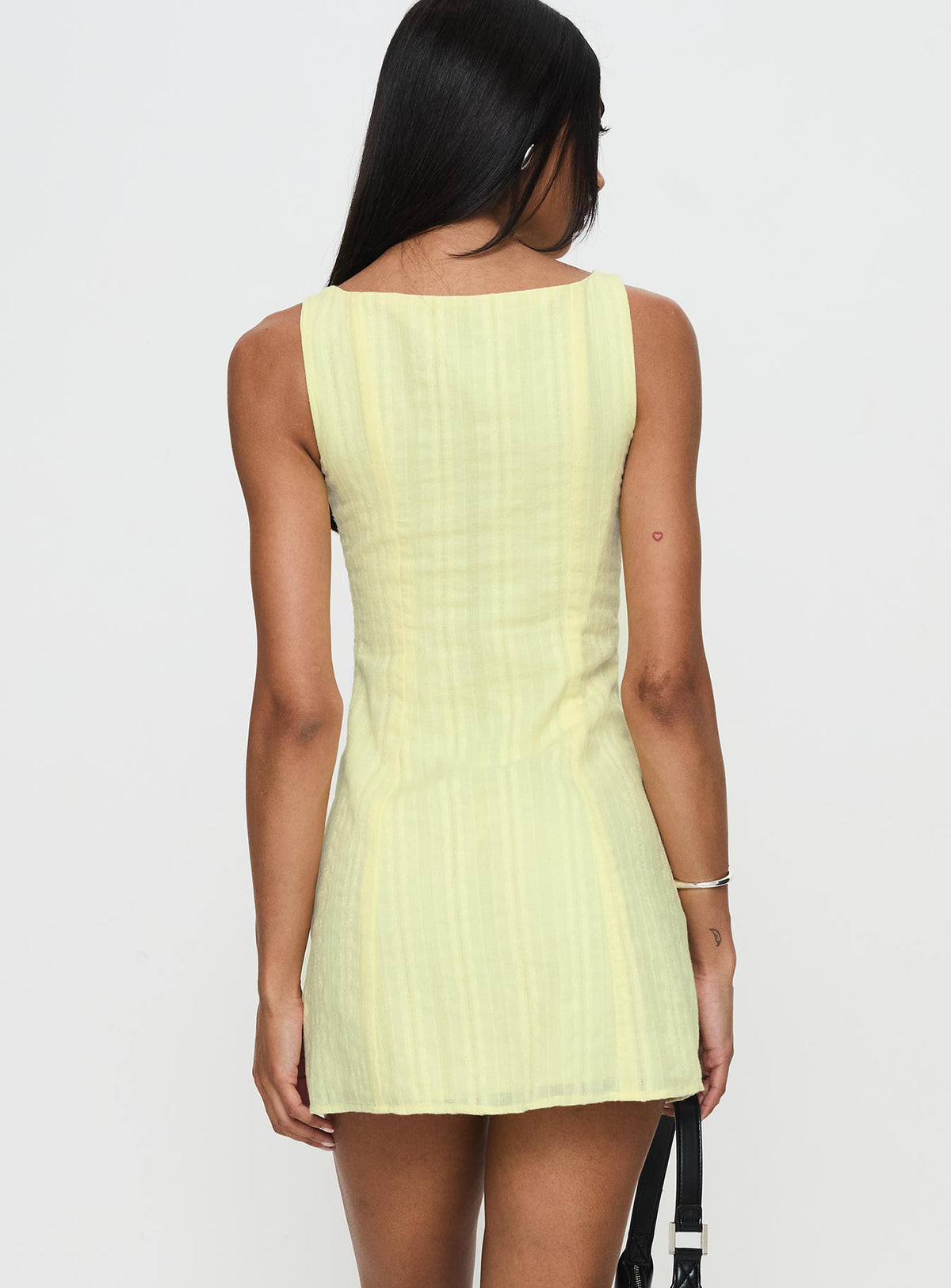 Mimsie Embroidered Mini Dress Lemon