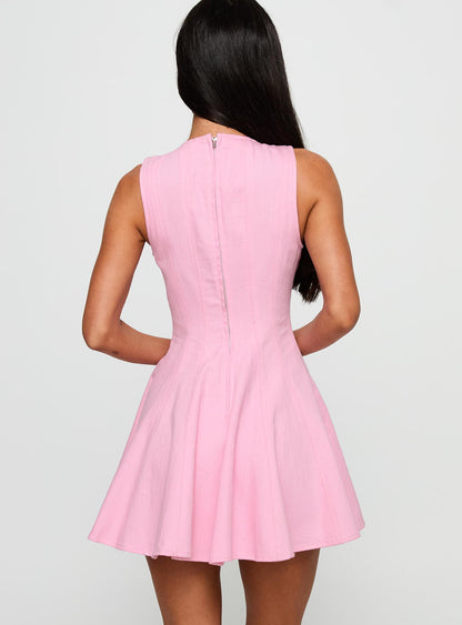 Precedence Keyhole Mini Dress Pink