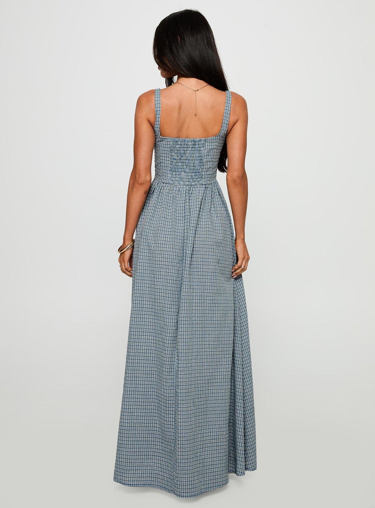 Cartmel Check Maxi Dress Navy
