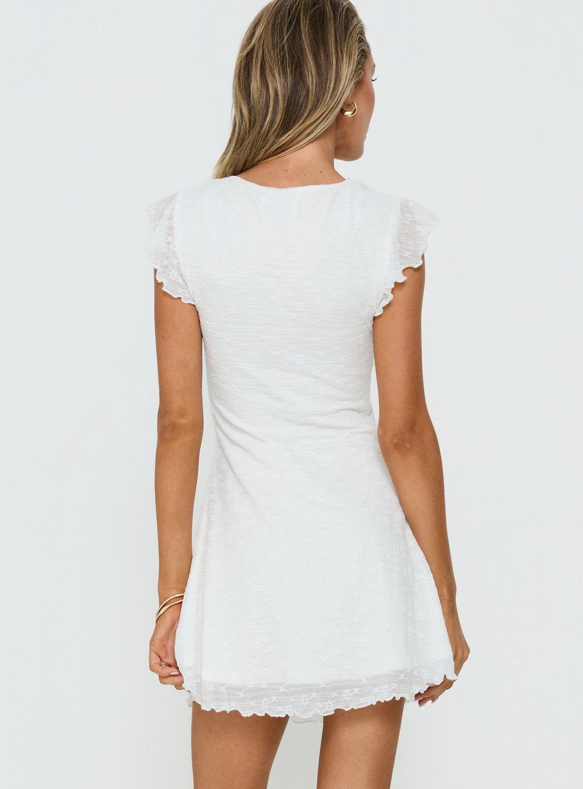 Auroraah Frill Mini Dress White