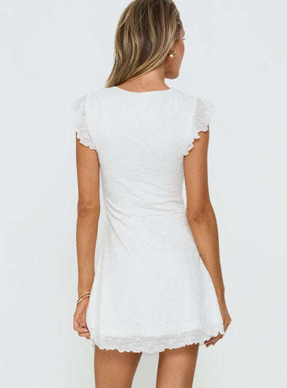 Auroraah Frill Mini Dress White
