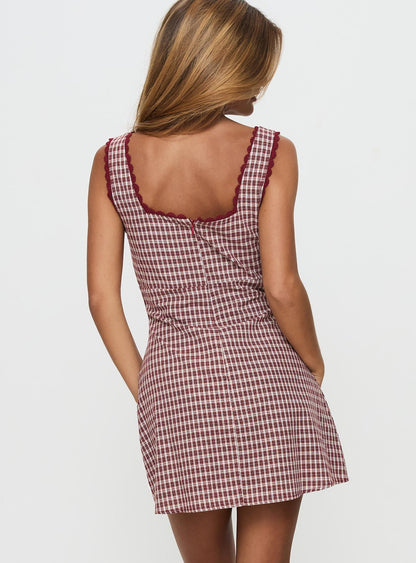 Dasha Mini Dress Red Check Tall