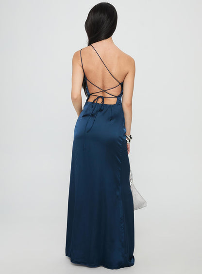 Kiss Of Life Satin Maxi Dress Navy