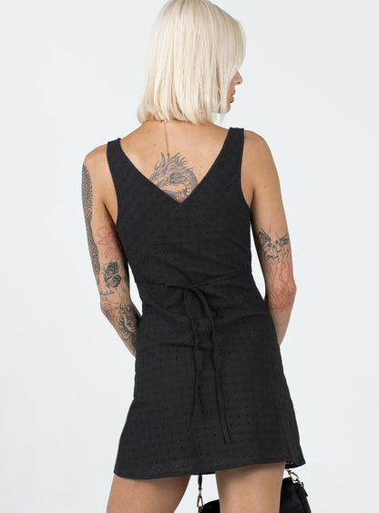Nellie Mini Dress Black Anglaise