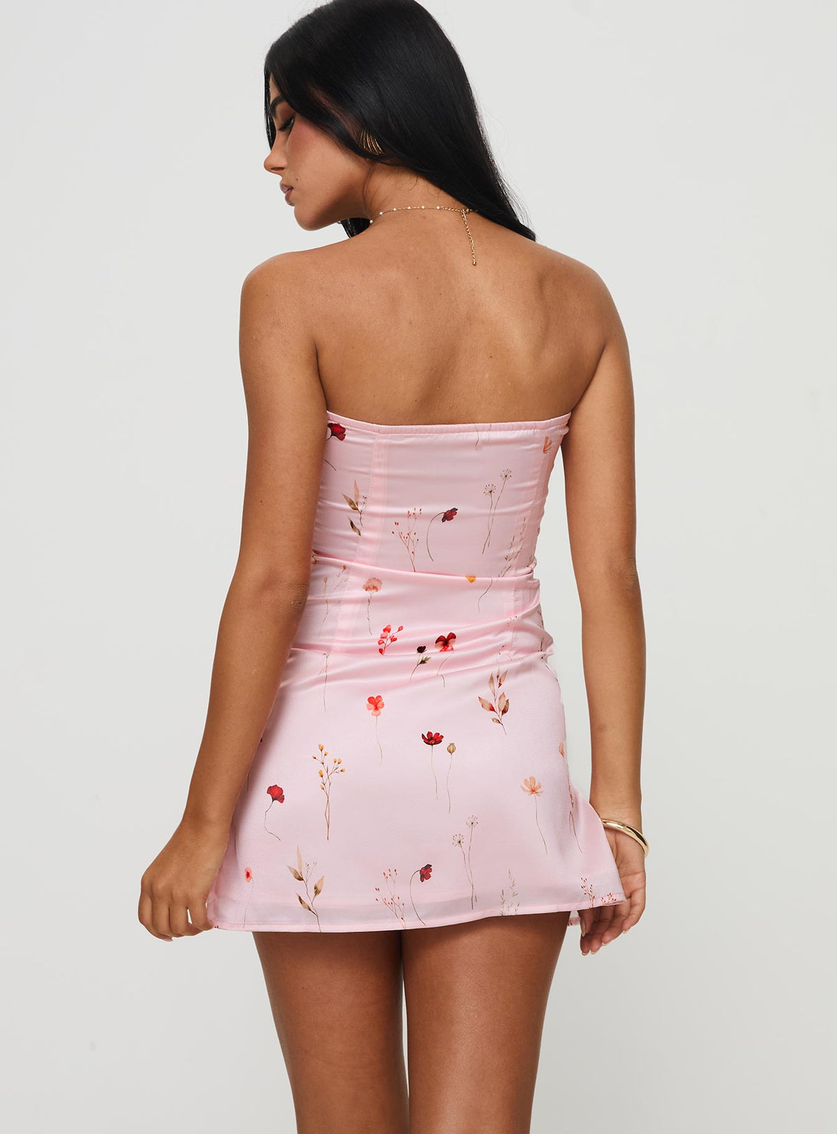 Irena Strapless Mini Dress Pink Floral