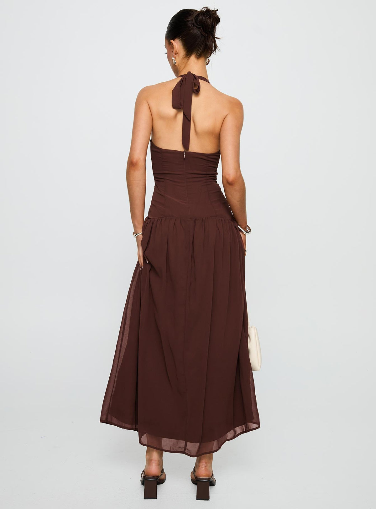 Chestnut Drop Waist Maxi Dress Brown