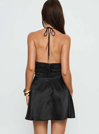 Odelina Halter Mini Dress Black