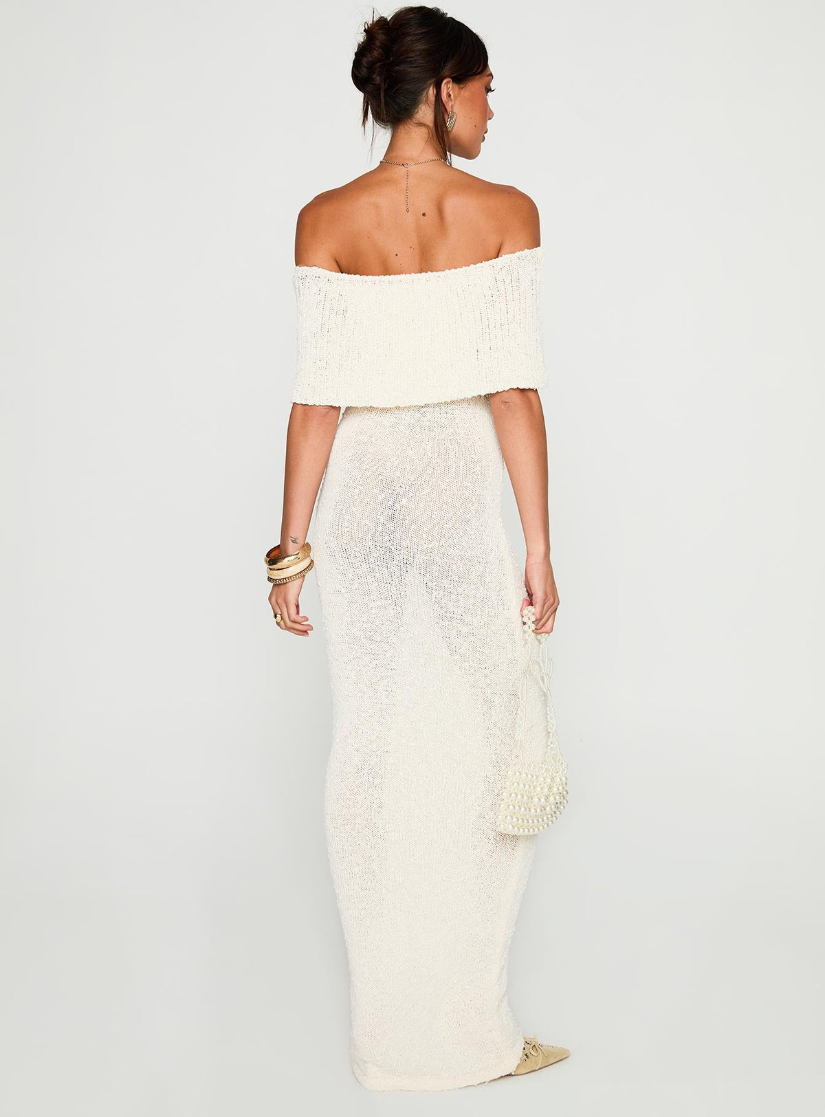 Nixen Strapless Knit Maxi Dress Cream