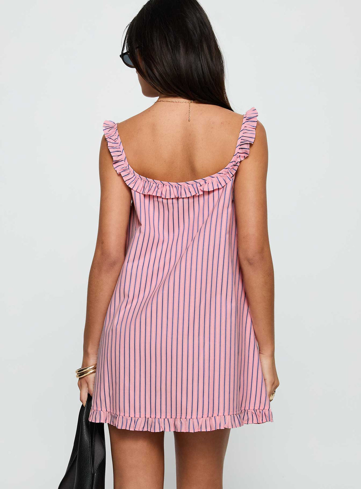 Zalina Babydoll Mini Dress Pink Stripe