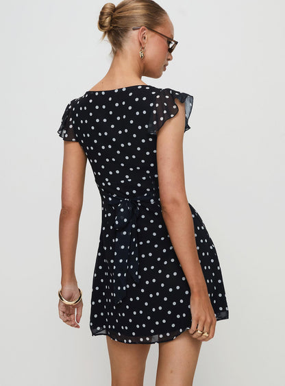 I Guess So Mini Dress Black Polka Dot Tall