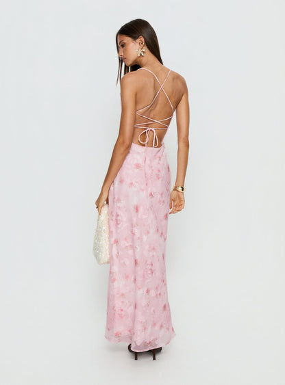 Celena Maxi Dress Pink Floral Burnout