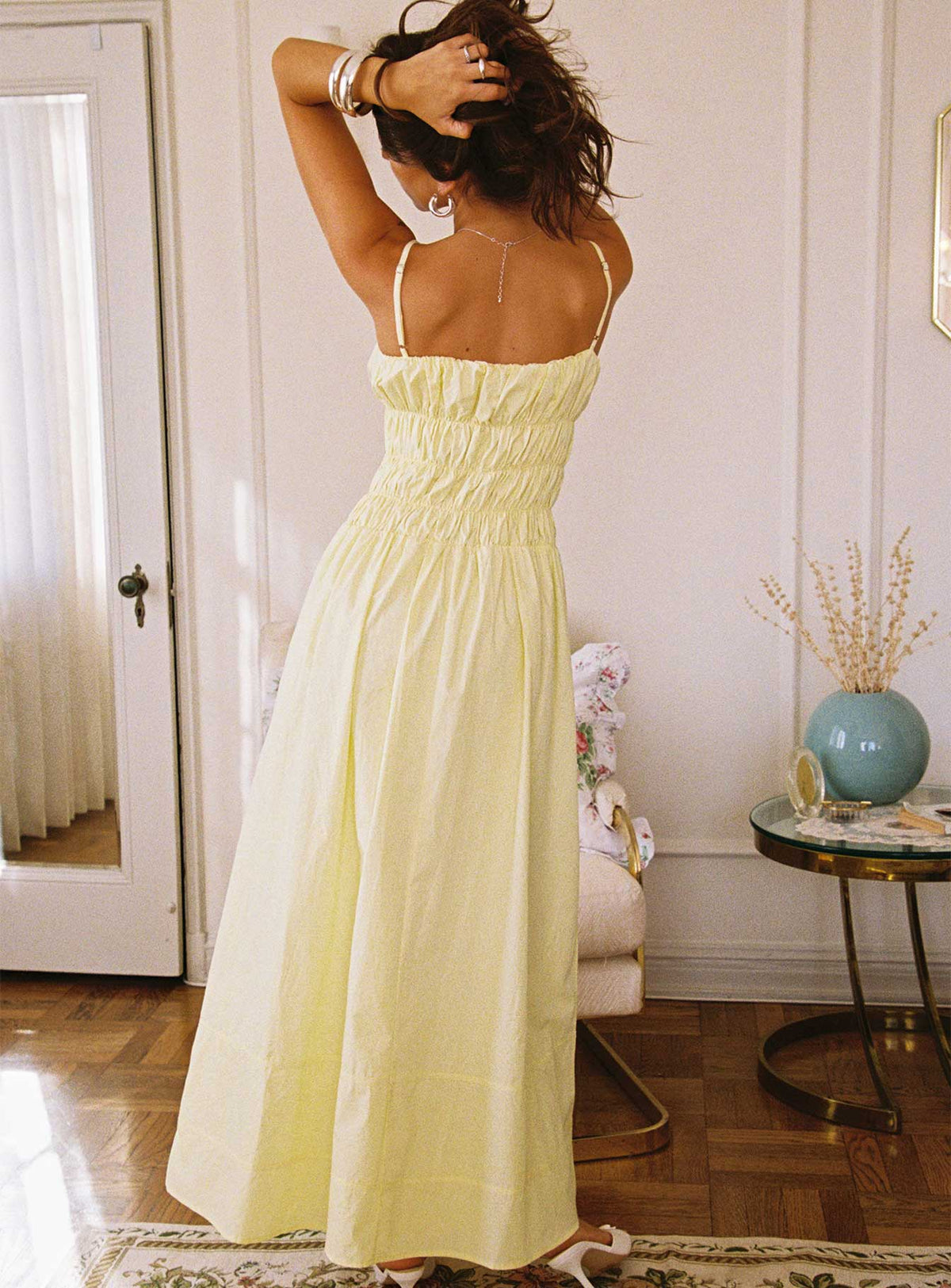 Loralei Shirred Maxi Dress Yellow