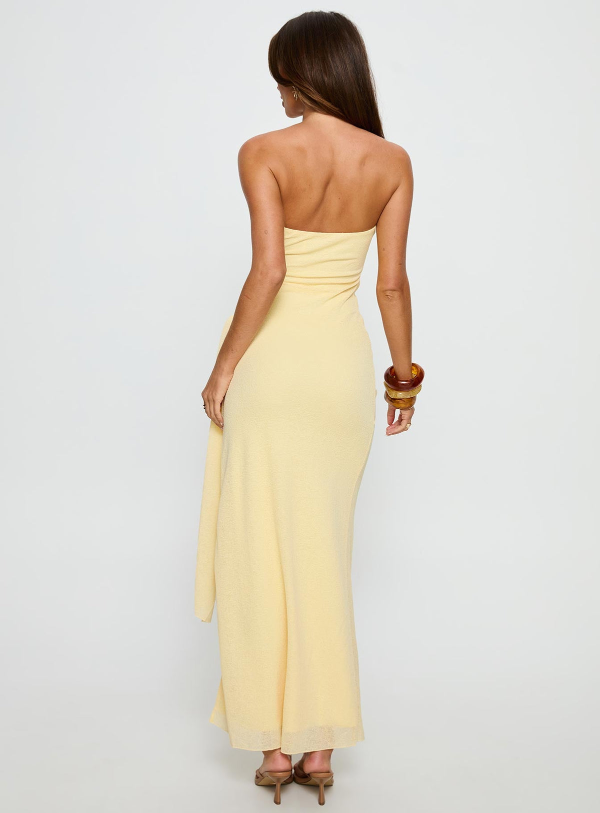 Analeah Strapless Maxi Dress Lemon Yellow