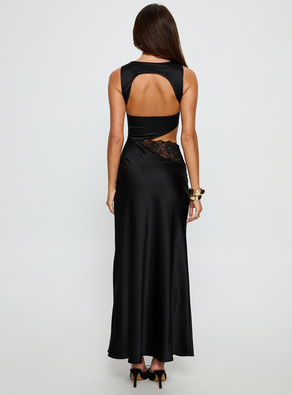 Lareina Cut Out Lace Maxi Dress Black