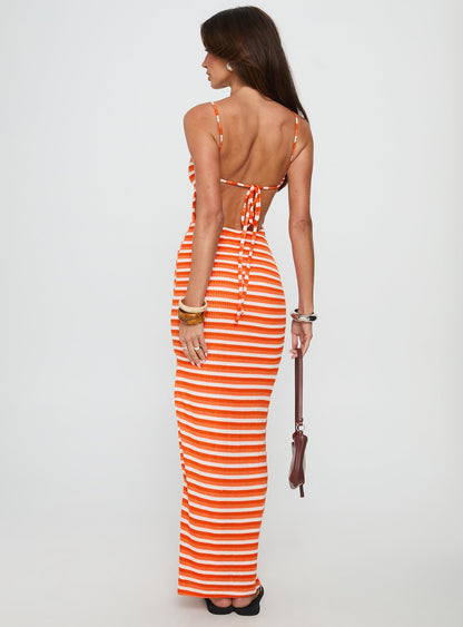 Elestria Maxi Dress Orange Stripe