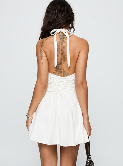 Out Of Nowhere Halter Mini Dress White