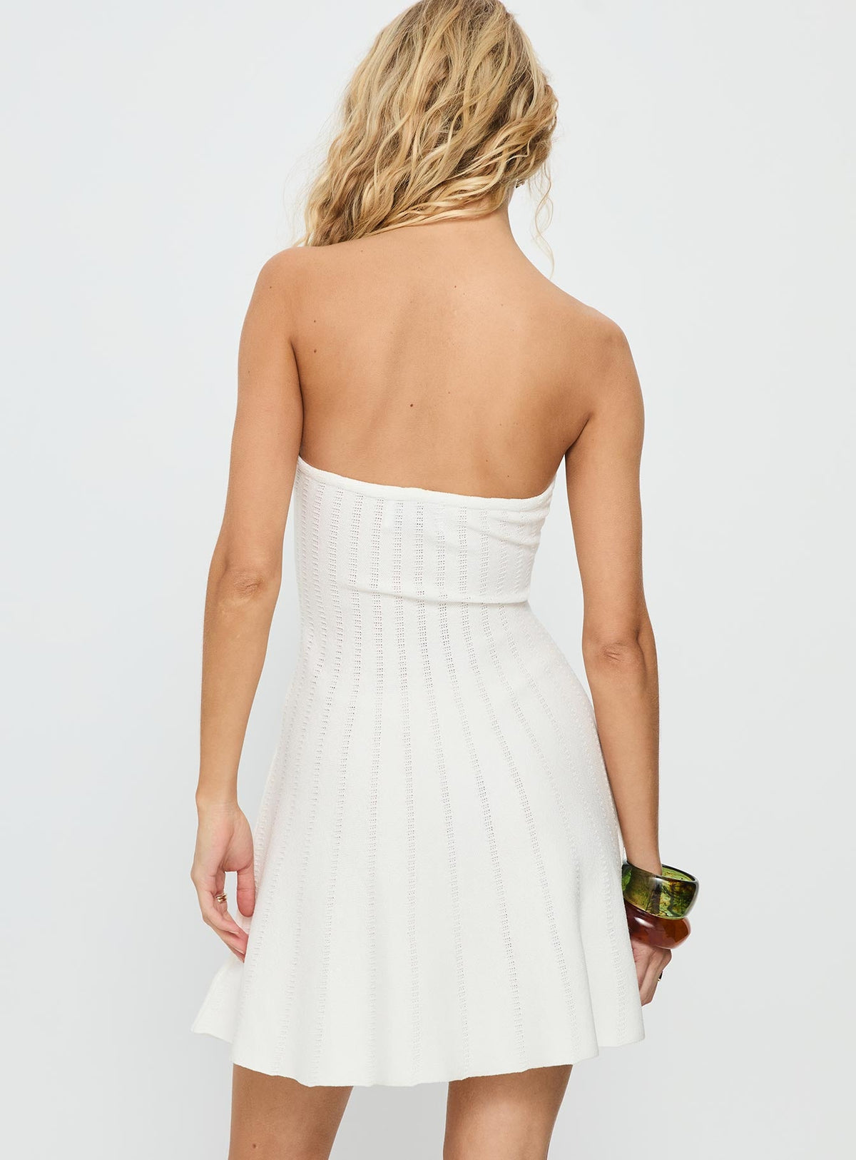 Alaini Strapless Knit Mini Dress White