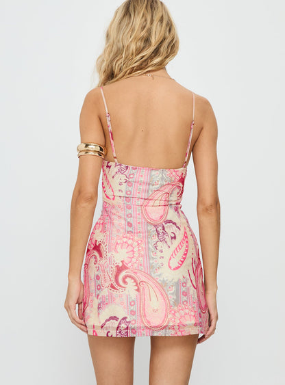 Taisie V-neck Mini Dress Paisley Multi
