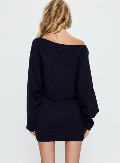 Bellamie Long Sleeve Mini Dress Navy