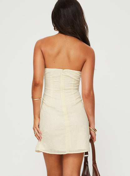 Malena Strapless Mini Dress Lemon