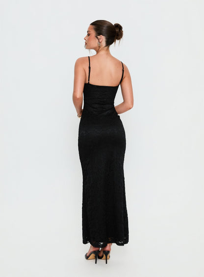 Alannis Lace Maxi Dress Black