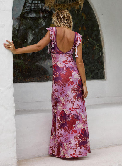 Soleila Maxi Dress Purple Multi Petite