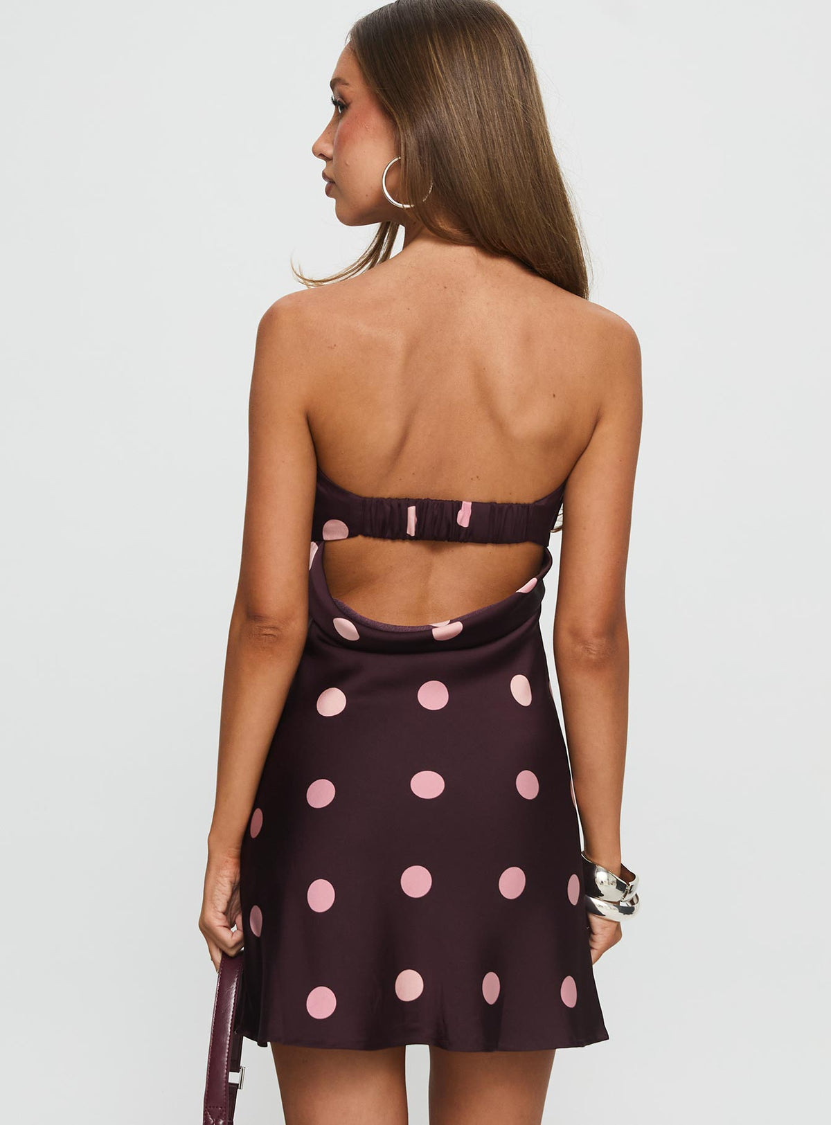 Phillipa Mini Dress Plum / Pink Polka Dot