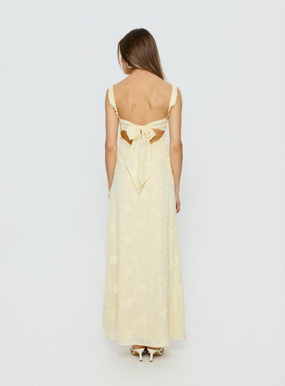 Maisone Broderie Maxi Dress Lemon