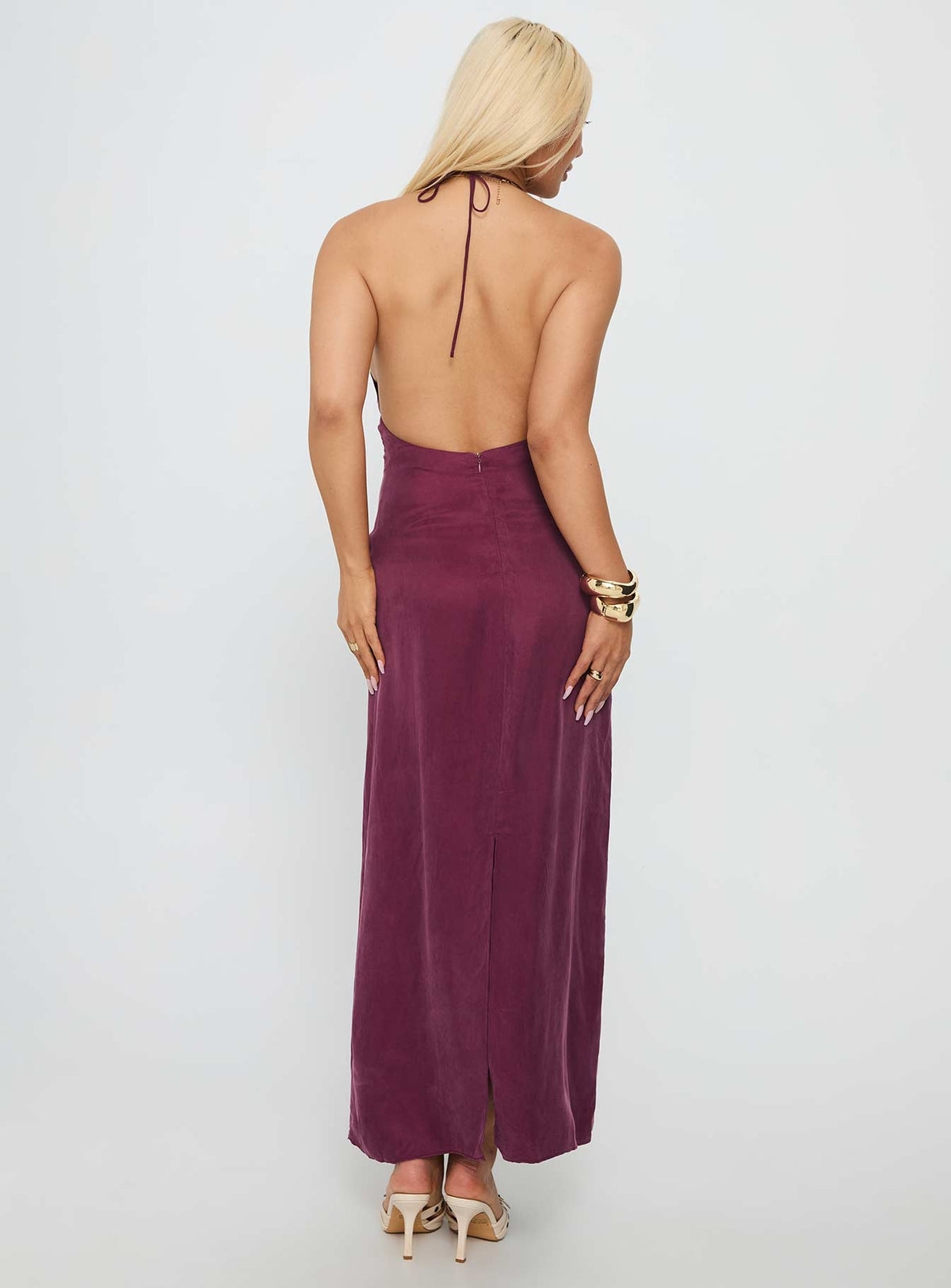 True Companion Halter Maxi Dress Berry
